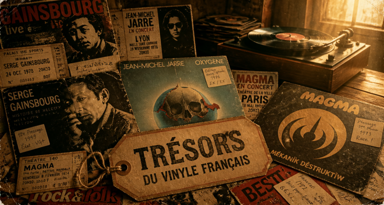 disques vinyl les plus recherchés français sur table vintage