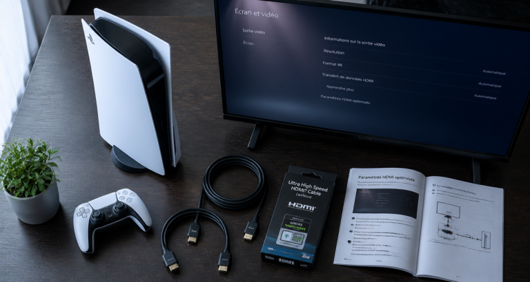 hdmi ps5 câbles ultra high speed sur bureau