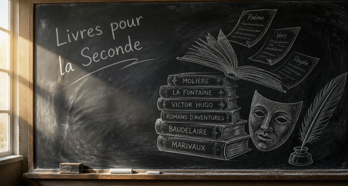 livre pour la seconde sur tableau noir, genres littéraires