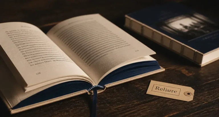 Livre relié sur table bois, différence avec broché