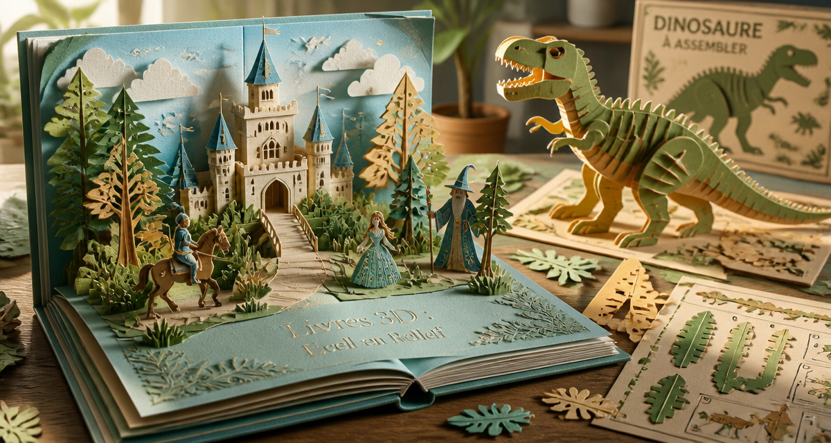 livres 3d pop-up et maquette dinosaure à assembler