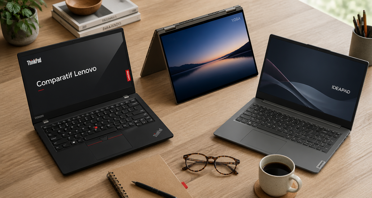 PC portable Lenovo avis, trois modèles sur bureau