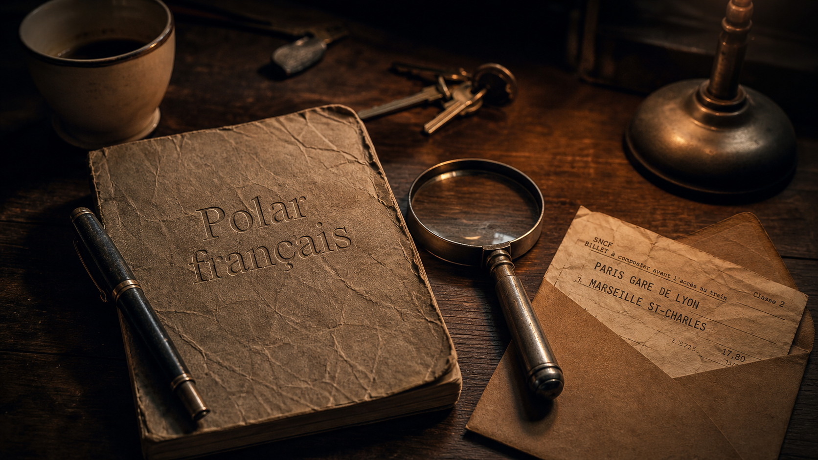 Auteur francais policier et polar français : carnet, loupe et enquête