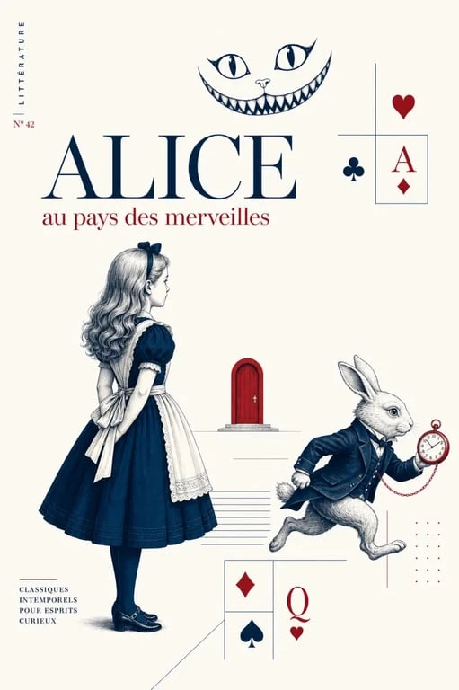 Alice au pays des merveilles conte illustré avec Alice, le Lapin blanc et le Chat du Cheshire