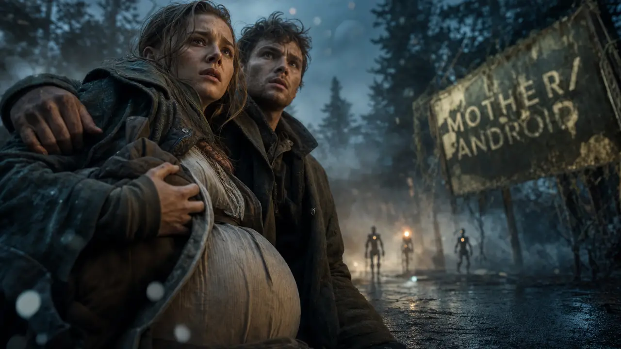 Mother android avis : Georgia enceinte face aux androïdes, pluie