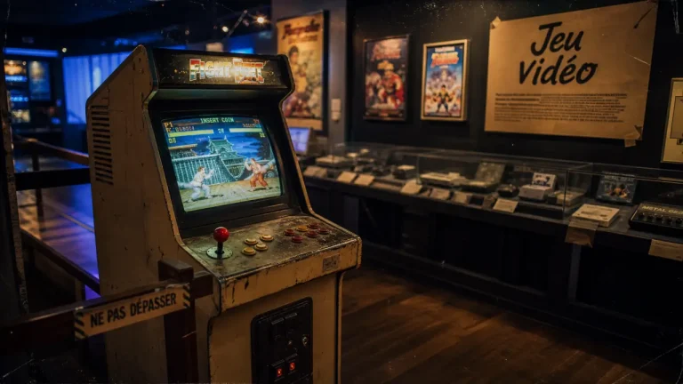 Musée du jeu vidéo : borne d’arcade jouable, écran allumé