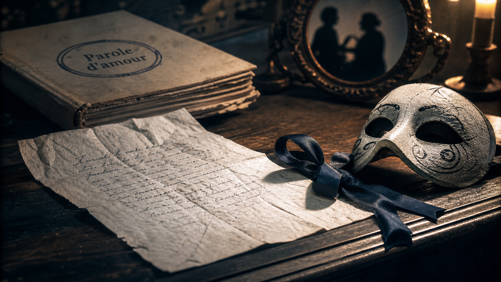 Parcours on ne badine pas avec l’amour : parole amoureuse et drame au bac, manuscrit et masque de théâtre