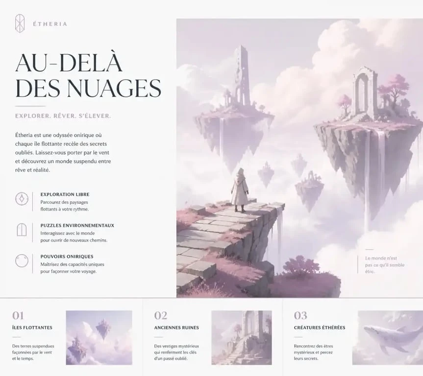 Exemple de jeu vidéo artistique au style surréaliste