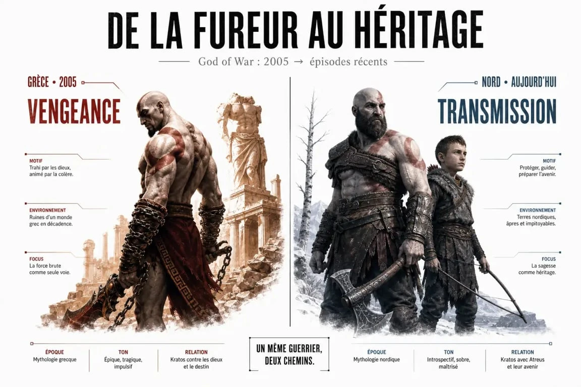 God of War jeu vidéo 2005 : comparaison visuelle entre l’opus d’origine et les épisodes récents