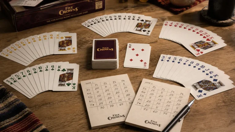 Jeu les cinq rois vidéo : 5 couleurs de cartes et tableau de scores