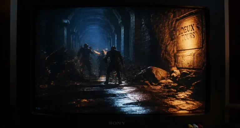 Le seigneur des anneaux les deux tours jeu vidéo sur PS2, action dans les mines sombres