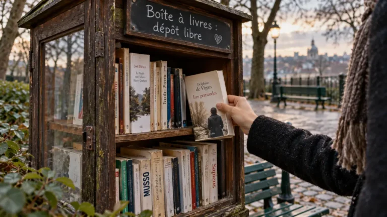 Boite à livres avec dépôt libre de roman