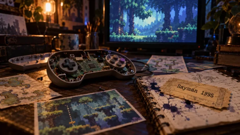 Jeu vidéo Rayman : manette et carnet Rayman 1995, versions 1999 à distinguer